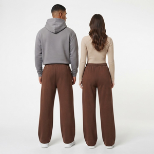 Heavy Weight Wide Leg Fleece Sweatpants Women Men Casual 100% Polyester Loose Fit Full Length <b>Elastic</b> <b>Waist</b> Printed <b>Trouser</b> - Product Image 2