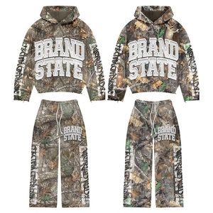 Survêtement de chasse tendance pour homme, imprimé jungle, avec patchs et lettres, coupe oversize à épaules tombantes, personnalisable avec votre propre marque - Product Image 6