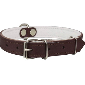 Collier de chien en cuir véritable, fabrication en gros, collier pour animaux de compagnie, doublure blanche de qualité supérieure, cousu avec du matériel en acier inoxydable solide - Product Image 2