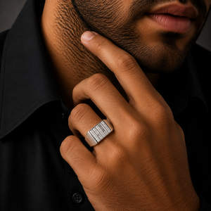 925 Sterling <b>Silver</b> Engraved Geometric Band <b>Ring</b> for <b>Men</b> Wedding Daily Wear Gift High Polish Finish - Product Image 1