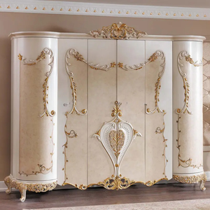 Ensemble de chambre à coucher de luxe en bois d'acajou rose clair, style européen antique, taille King, rembourré et capitonné, livraison gratuite - Product Image 4