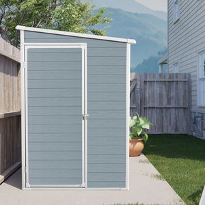 4x8 piedi capannone esterno grigio con pavimento impermeabile a due finestre porte chiudibili a chiave per PatioYard e materiale in resina per prato - Product Image 2