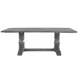 Table à manger rectangulaire gris patiné avec piédestal double tourné - Product Image 1