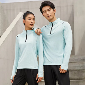 Camiseta Deportiva de Manga Larga con Media Cremallera para Hombre y Mujer, Protección UV, Color Sólido, Secado Rápido, Flexible y Cómoda para Gimnasio - Product Image 2