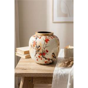 Vase en métal émaillé de luxe motif paon, pot à gingembre floral peint à la main, pot de fleurs, centre de table Chinoiserie, décoration intérieure, cadeau, vente en gros - Product Image 3