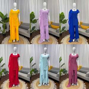 ชุดส่าหร่าซาลวาร์สำหรับงานแต่งงานแบบกลับด้านได้ ผ้าจอร์เจตต์เทียมสำหรับผู้หญิง พร้อมงานปักเลื่อมสำหรับงานปาร์ตี้ - Product Image 2