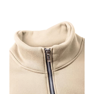 OEM Custom Men's Half Zip Pullover Sweatshirt Oversized <b>Mock</b> <b>Neck</b> Cotton Streetwear Plain <b>Top</b> - Product Image 3