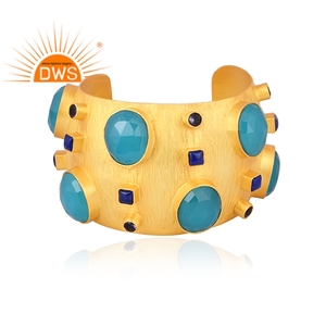 Increíble diseño de plata esterlina 18K chapado en oro Natural Multi pulsera de piedras preciosas Fabricación de joyas personalizadas - Product Image 4