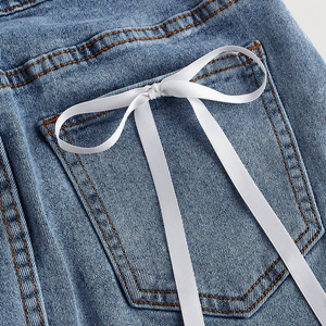 2026 High Waist Pleated Denim Skirts for Women Raw Hem A-<b>Line</b> Mini <b>Jean</b> Skirt Wholesale Custom Logo Skirt - Product Image 5