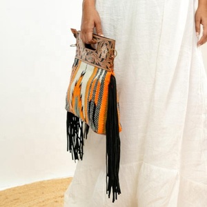 Nuevo bolso de mano con flecos Jacquard Color turquesa ASA Sling bohemio azteca tela bolso elegante superventas para mujer - Product Image 3