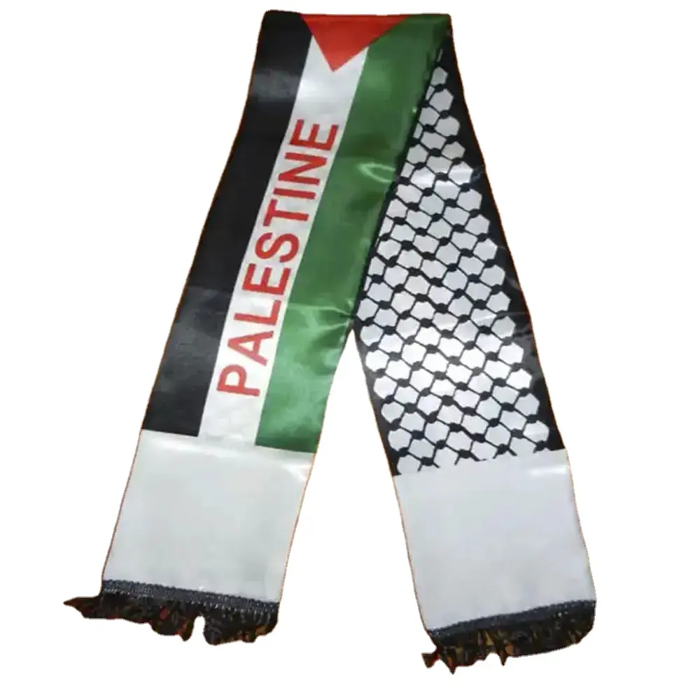 Wholesale Palestine Scarf Palestine Flag Scarf Events Decoration Satin Polyester Palestine Scarf