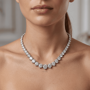 Lab Grown Diamond Round Cut Tennis <b>Necklace</b> White Gold <b>Statement</b> <b>Necklace</b> Luxury Bridal Wedding Anniversary Gift Jewelry - Product Image 1