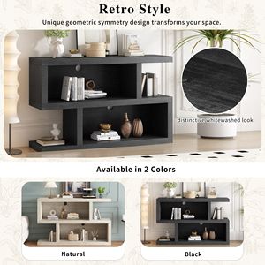 Consolle retrò a 2 livelli con ripiani aperti e design simmetrico per ingresso o soggiorno - Product Image 5
