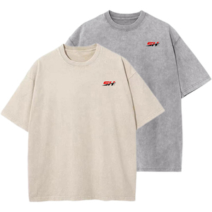 เสื้อยืดผู้ชายทรงโอเวอร์ไซส์ สไตล์คลาสสิก สตรีทแวร์ แฟชั่นลำลอง ผ้าฝ้าย 100% ลวดลายฟอกสีฟ้า ผ้าวอร์สเตด สีน้ำเงิน แฟชั่นฤดูร้อน - Product Image 1