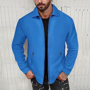 Ensemble de survêtement décontracté pour homme, veste polo zippée intégrale et pantalon à cordon de serrage, 2 pièces, coupe classique, avec poches - Product Image 4