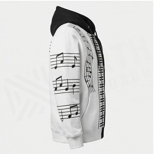 Sweat-shirt décontracté unisexe NOTY APPROACH avec fermeture éclair, poche avant, motif clavier de piano noir et blanc, pour l'automne - Product Image 3