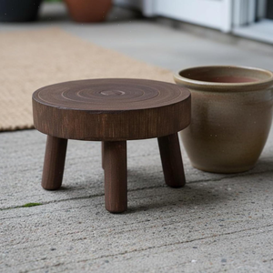Handcrafted Wooden Four -Leg <b>Stool</b> Wood Plant Stand and Decorative <b>Stool</b> for Indoor Plants Home Decor Living Room Bedroom Garden - Product Image 4