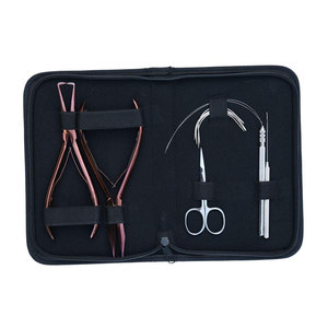 Professional Complete Hair Extension Tools Kit Flat Crimping <b>Beads</b> Removal Plier Hook Loop Tool Mini Scissor Curved <b>Needle</b> - Product Image 4