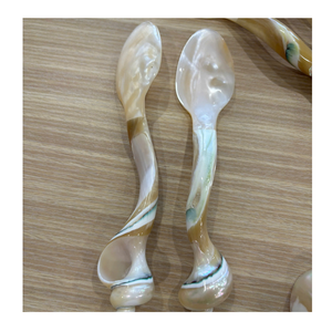 Cuillère et fourchette en nacre naturelle, manche en coquille fait main, vaisselle pour restaurant, hôtel, usage domestique - Product Image 1