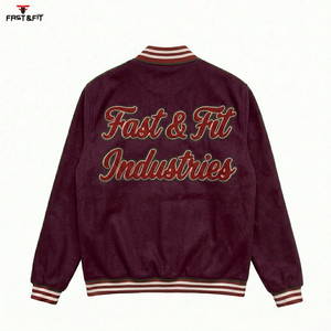 Manufacturer High Quality College Baseball Varsity Jacket for Men Street Style <b>Black</b> Embroidery Breathable Windproof 100% Cotton - Product Image 2