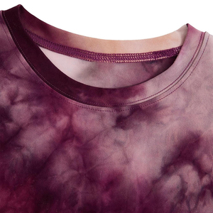 Camiseta de Punto Tie-Dye para Hombre, Casual, de Manga Corta, Cuello Redondo, con Diseño en Morado y Rosa, Corte Regular - Product Image 5