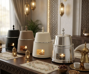 หม้ออุ่นอาหารเคลือบเงาสีเงินสุดฮิต พร้อมที่ใส่เทียนสำหรับงานเลี้ยงอาหารค่ำที่บ้าน ใช้สำหรับงานเลี้ยงอาหารค่ำที่บ้าน หม้อโลหะ - Product Image 5