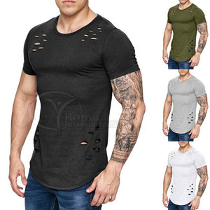 Camiseta de Hombre, Corte Ajustado, Elástica, Desgastada, Manga Corta, Verano, Moda, Personalizada, Casual - Product Image 3