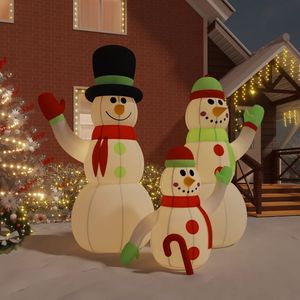 Décorations de jardin de Noël pour l'extérieur, famille de bonhommes de neige gonflables multicolores - Product Image 1