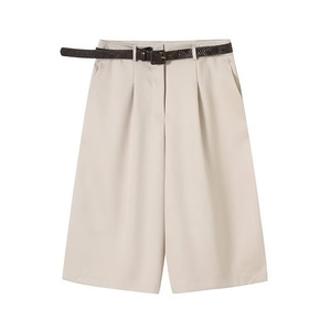 Nouvelle Collection Printemps 2026 – Short Femme Décontracté Taille Haute Uni avec Ceinture et Fermeture Éclair - Product Image 2