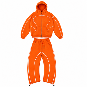 Ensemble de survêtement unisexe streetwear, sweat à capuche et pantalon de jogging, molleton surdimensionné, logo personnalisé, deux pièces - Product Image 6