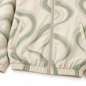 Veste coupe-vent pour homme, beige sauge, imprimé tourbillon, fermeture éclair intégrale, col montant, légère, décontractée, sportswear, streetwear, veste d'extérieur - Product Image 5