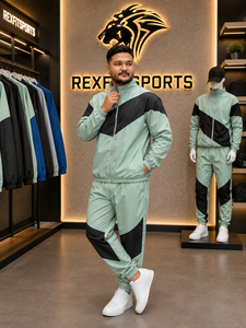 REXFIT SPORTS 2026 Ensemble de survêtement personnalisé pour homme en nylon vert menthe, veste zippée à manches courtes et short, léger, deux pièces, vêtements de sport - Product Image 2
