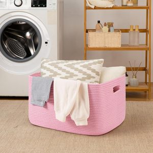 75L Eco-Friendly Modern <b>Woven</b> Cotton Rope Storage <b>Basket</b> 22x17x12 for Drink/Food Use in Living Room Bedroom Nursery - Product Image 6