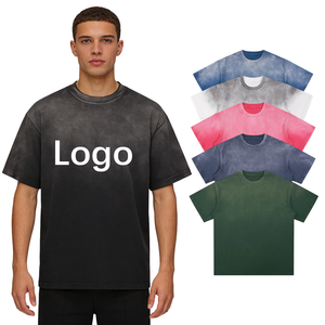 Camiseta de Punto Vintage Personalizada de 250g, 100% Algodón Lavado para Hombre - Impresión de Logotipo Personalizado, Camiseta Casual Lisa Comprimida - Product Image 1