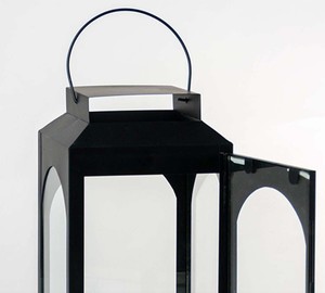 Lanterne carrée moderne en fer noir avec panneaux en verre, faite à la main pour Noël, Halloween, la Saint-Valentin, décoration intérieure - Product Image 3