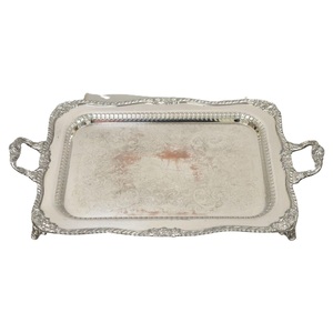 Trendy Rectangle Shape Aluminum Serving <b>Tray</b> <b>Silver</b> Finished for Home Hotel and Restaurant Tabletop Food & <b>Drink</b> Serving <b>Trays</b> - Product Image 1