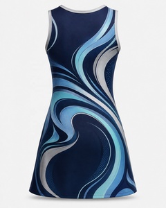 Robe de netball à imprimé vague bleue, col en V, sans manches, vêtements de sport d'équipe, uniforme léger et extensible, pour femmes adultes, taille XL, pour le jeu de netball - Product Image 6