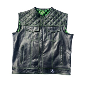 Chaleco de motociclista de cuero genuino para hombre, para uso diario, con forro interior de seda sublimada suave. - Product Image 2