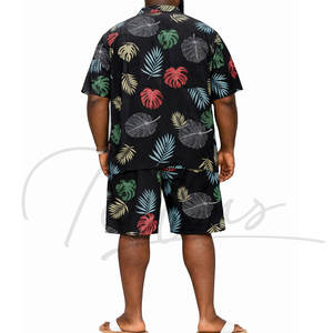 Nouvel ensemble chemise et short hawaïen grande taille pour homme – Imprimé décontracté à manches courtes pour l'été - Product Image 4