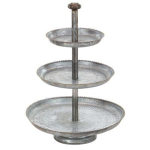 Soporte de Servicio de 2 Niveles de Metal Galvanizado Estilo Rústico, Bandeja Decorativa de Hierro con Borde de Corona para Exhibición de Cupcakes, Pasteles y Postres para Cocina - Product Image 2