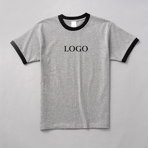 T-shirt personnalisé avec logo pour homme, col contrastant, manches courtes, en coton, tee-shirt décontracté d'été, streetwear imprimé, OEM, vente en gros, faible MOQ - Product Image 5