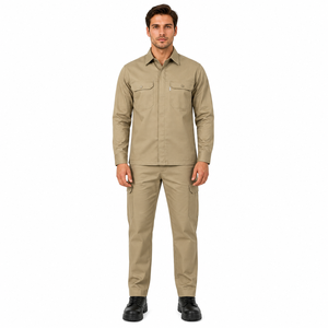 Custom Men Industrial Uniform Long Sleeve Work <b>Shirt</b> Cargo Pants Set Heavy Duty Construction Worker Safety Industrial Uniform - Product Image 1