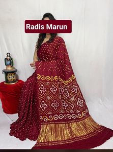 Modal Silk <b>Tissue</b> Border Bandhej Dani Saree With Matching Blouse Traditional Festival <b>Wedding</b> Party Wear Collection - Product Image 6