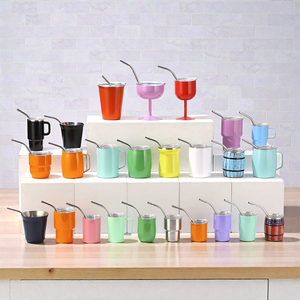 Mini-gobelet personnalisé avec logo, 3oz 4oz, en acier inoxydable, avec poignée, mignon, pour vin ou shot, avec couvercles et paille - Product Image 3