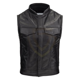 Chaleco de Cuero Genuino de Color Personalizado para Hombre, Nuevo Chaleco de Cuero sin Mangas a la Moda para Motociclistas, Casual, de Invierno - Product Image 1