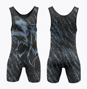Wholesale OEM Lightweight Pro <b>Men</b> Blue Quick Dry Anti-Wrinkle Spandex/Polyester Wrestling <b>Singlet</b> Martial Arts Wear Breathable - Product Image 1