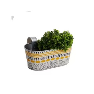 Maceta Colgante Moderna de Metal con Patrón Amarillo para Uso en Interiores y Exteriores, Maceta de Pared, Contenedor para Plantas, Macetas Colgantes - Product Image 1