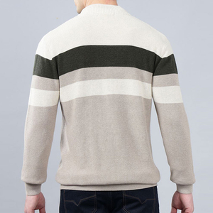 Cardigan en tricot à rayures pour homme, col roulé, manches longues, laine acrylique, vêtements décontractés d'hiver - Product Image 2