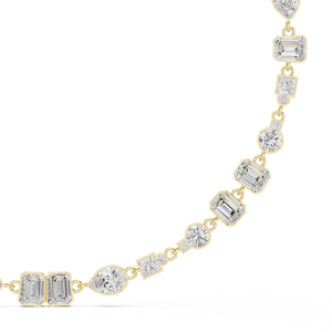 Collier en or jaune avec diamants de laboratoire de formes variées pour femmes |   Élégant cadeau de bijoux fins pour mariage - Product Image 3
