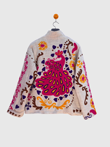 Veste florale brodée à la main, col mandarin, manches longues, en coton, pour femme, style Prairie Chic, idéale pour le printemps - Product Image 2